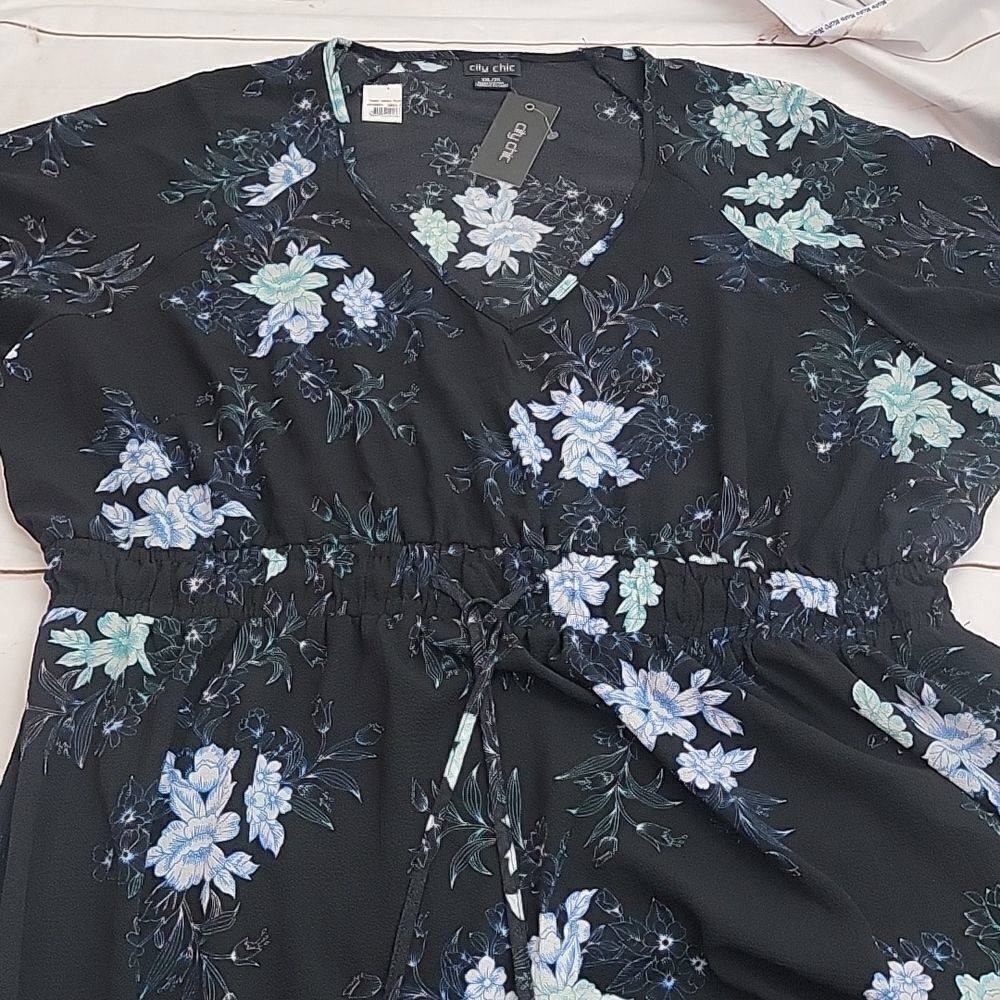 𝅺womens Plus Size XXL/24City Chic Beautiful Flowy Tunic Dress Ginza Floral